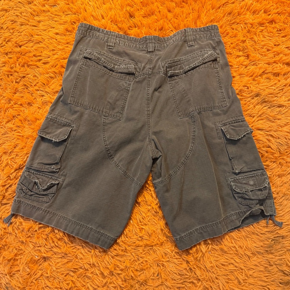 Cargo Supply Co Mens Brown Ripstop Cargo Shorts Size 38 Distressed Utility Y2K